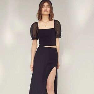 Aritzia Black Puff Sleeve Blouse